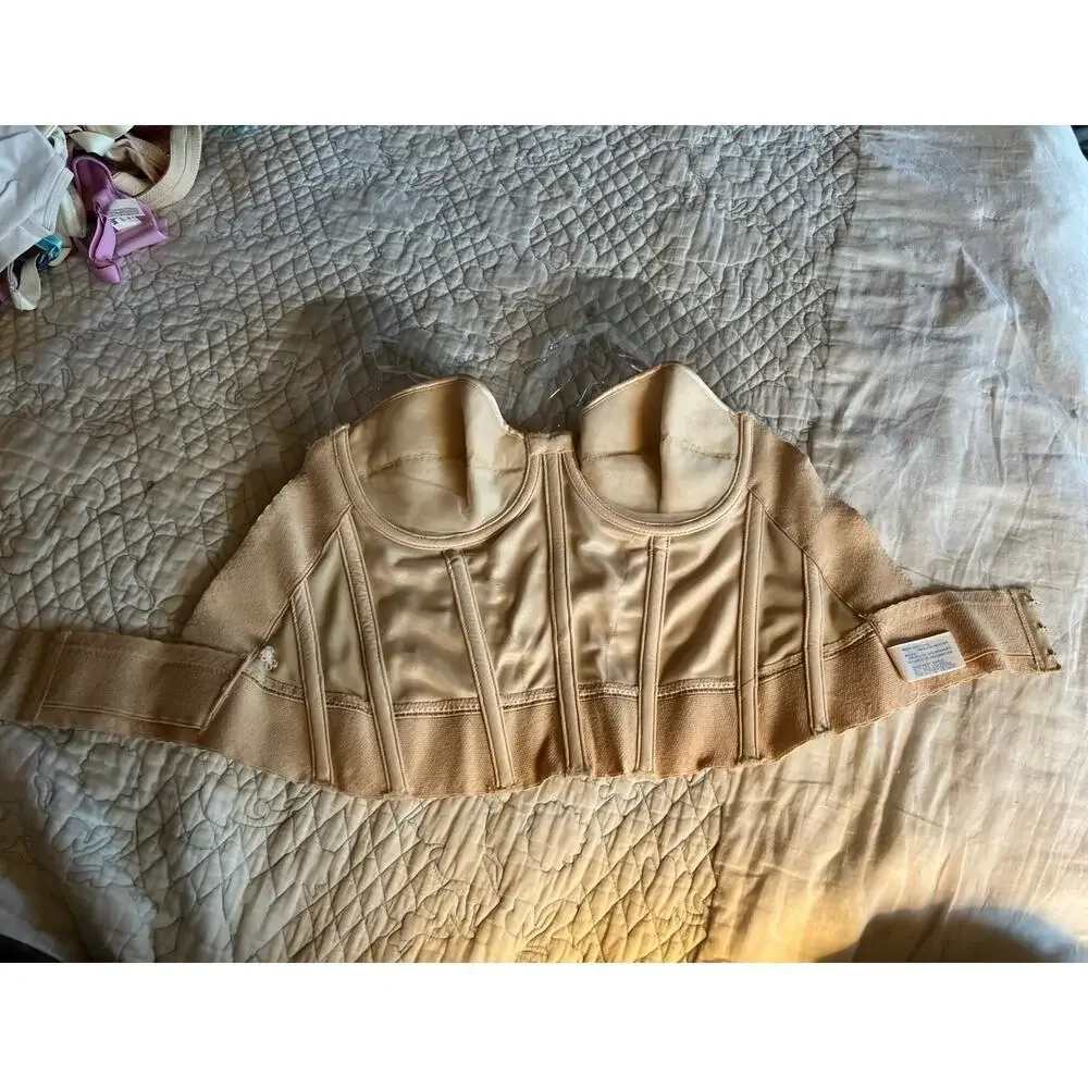 Vintage JcPenney #8430 Longline Boned Beige Strapless Bra Size 34C